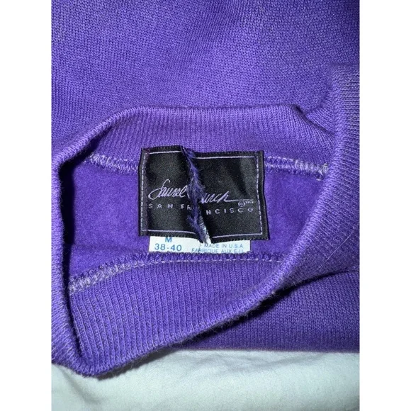 Hanes Sweatshirt Med 38-40 Purple Crew Neck Sleeve Classic Comfy‎ Mermaid Fish - Picture 3 of 4
